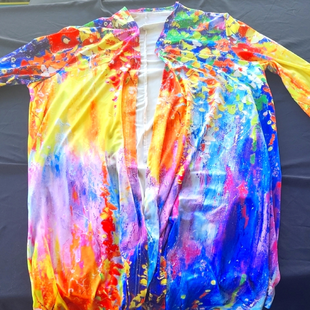 Vibrant Multicolor Long Sleeve Kimono